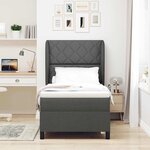 vidaXL Lit à ressorts avec matelas Gris foncé 90 x 190 cm tissu