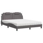 vidaXL Lit avec matelas gris 160x200 cm similicuir