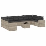vidaXL Salon de jardin 11 Pièces avec coussins gris clair résine tressée