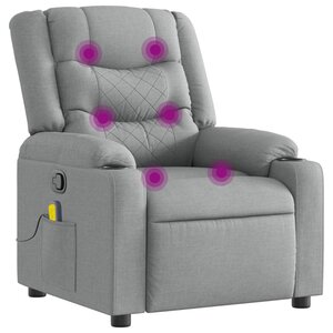 vidaXL Fauteuil inclinable de massage en tissu gris clair