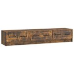 vidaXL Meuble TV 147 x 34 5 x 27 cm Chêne fumé Bois d'ingénierie
