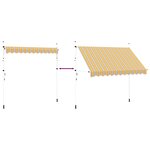 vidaXL Auvent rétractable manuel 300 cm Rayures jaunes et bleues