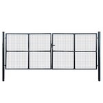 vidaXL Portail en maille de jardin Acier galvanisé 400 x 150 cm Gris