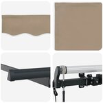 vidaXL Auvent Rétractable Beige 250 x 200 cm Polyester  Aluminium