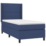 vidaXL Sommier à lattes de lit matelas LED Bleu 90x190 cm Tissu