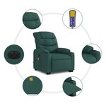 vidaXL Fauteuil inclinable de massage électrique Vert foncé Tissu