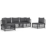 Salon de jardin meuble d'extérieur ensemble de mobilier avec coussins 5 pièces anthracite acier 02_0018298