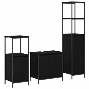 vidaXL Ensemble de mobilier de salle de bain 3 Pièces Chêne noir