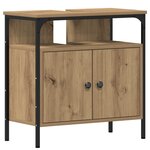 Set de coiffeuse 3 pièces en bois d'ingénierie chêne marron