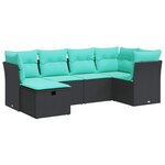vidaXL Salon de jardin 6 Pièces avec coussins noir résine tressée