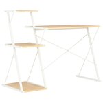 Bureau table poste de travail meuble d'ordinateur informatique étude avec étagère et chêne 116 x 50 x 93 cm blanc 02_0023477