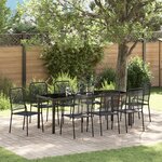vidaXL Ensemble de Salle à Manger de Jardin 9 Pièces Noir en Coton et Acier
