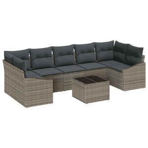 vidaXL Ensemble de canapé de jardin 8 Pièces Gris 55 x 55 x 37 cm