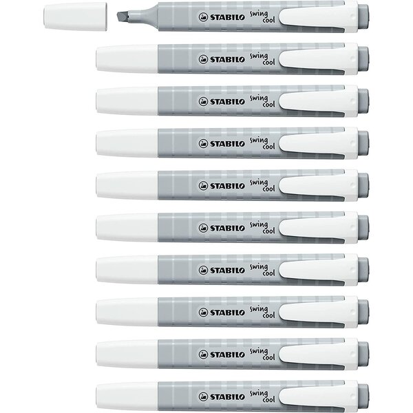 Surligneur Swing Cool Pointe Biseau Pastel Gris soie x 10 STABILO