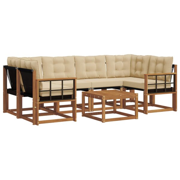 vidaXL Ensemble de canapés d'extérieur 7 Pièces Naturel et Beige