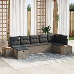 vidaXL Ensemble de canapé de jardin 7 pièces avec coussins gris en poly rattan
