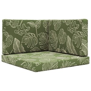 vidaXL Coussin de canapé d'extérieur 3 Pièces Modèle feuille Polyester