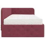 vidaXL Cadre de lit d'angle avec matelas Bordeaux 90 x 200 cm tissu