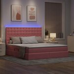 vidaXL Lit de rangement LED avec matelas Rose 180 x 200 cm Velours