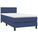 vidaXL Sommier à lattes de lit avec matelas et LED Bleu 90x190cm Tissu