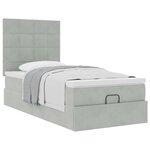 vidaXL Cadre de lit ottoman et matelas gris clair 90x200 cm velours