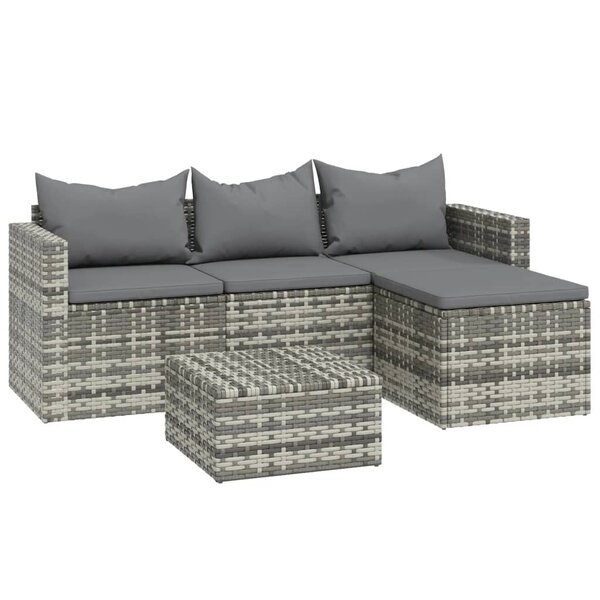 Salon de jardin meuble d'extérieur ensemble de mobilier 3 pièces avec coussins gris résine tressée 02_0015980