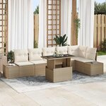 vidaXL Ensemble de canapé de jardin 7 Pièces Beige Poly rotin