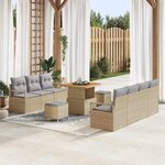 vidaXL Ensemble de canapé de jardin 10 Pièces Beige Poly rotin