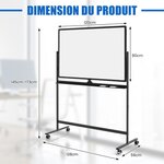 Tableau blanc roulant portable 80 x 120 cm tableau effaçable à sec réversible marqueurs noirs et plateau effaceur aimants réglable en hauteur blanc 20_0009473