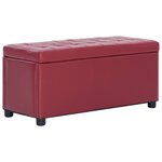 vidaXL Pouf de rangement 87 5 cm Rouge bordeaux Similicuir