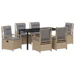vidaXL Set de repas de jardin 7 pièces beige poly rattan