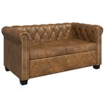 vidaXL Ensemble de canapé Chesterfield à 2 et 3 places marron