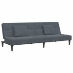 vidaXL Canapé-lit à 2 places avec repose-pied gris foncé velours