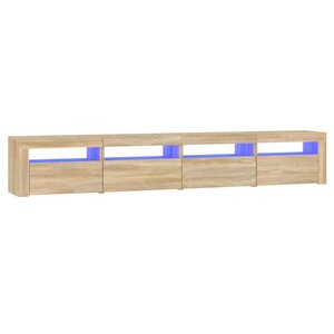 vidaXL Meuble TV avec lumières LED Chêne sonoma 240x35x40 cm