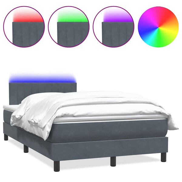 vidaXL Sommier à lattes de lit et matelas et LED gris clair 120x220cm velours