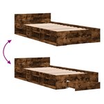 vidaXL Cadre de lit avec tiroir sans matelas chêne fumé 90x200 cm