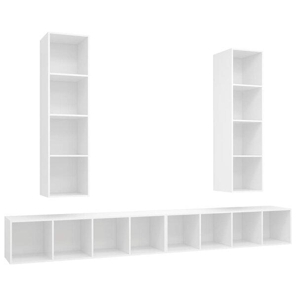 vidaXL Meubles TV muraux 4 Pièces Blanc Bois d'ingénierie