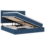 vidaXL Lit de rangement LED avec matelas Bleu 160 x 200 cm Tissu