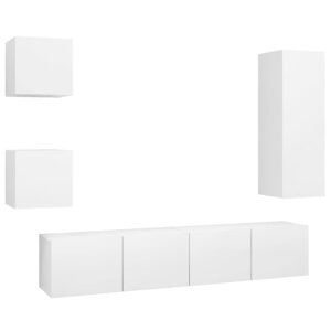 vidaXL Ensemble de meubles TV 5 Pièces Blanc Bois d'ingénierie