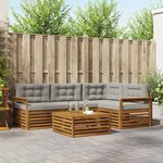 vidaXL Ensemble de canapés d'extérieur 5 pc Gris Naturel et Clair