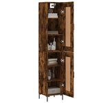 vidaXL Buffet haut Chêne fumé 34 5x34x180 cm Bois d'ingénierie