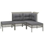 vidaXL Salon de jardin 8 Pièces avec coussins Gris Résine tressée