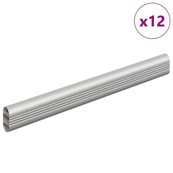 vidaXL Tige de placard 12 Pièces Argenté 764 x 15 x 29 mm