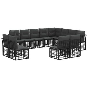 vidaXL Ensemble de canapés d'extérieur Noir et Gris foncé Polyester