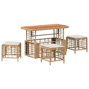 vidaXL Ensemble de salle à manger pour jardin 4 pc Nature et Blanc