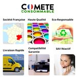 COMETE, Entreprise française - 27XL - 12 Cartouches d'encre Compatibles pour Epson 27 XL (T2711 T2712 T2713 T2714 T2715) pour EPSON Workforce WF3600 WF7600 (3 Noir + 3 Cyan + 3 Magenta + 3 Jaune)