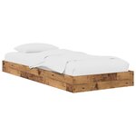 vidaXL Cadre de lit au sol Bois ancien 80 x 200 cm Bois d'ingénierie