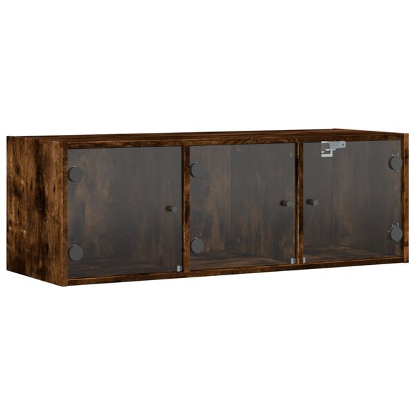 vidaXL Armoire murale avec portes en verre chêne fumé 102x37x35 cm