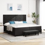 vidaXL Lit ressort avec matelas et banc noir 200x200 cm en velours