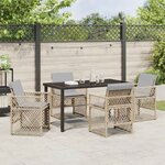 vidaXL Ensemble de salle à manger pour jardin 5 Pièces Beige polyrotin